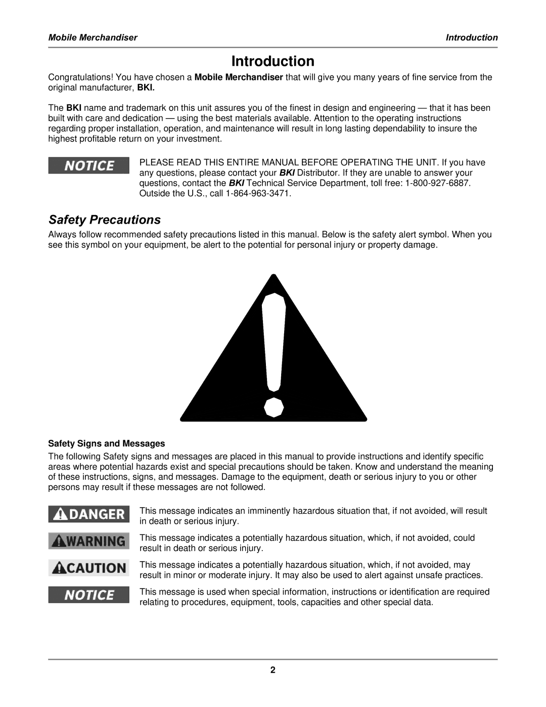 Bakers Pride Oven MM4, MM6 service manual Introduction, Safety Precautions, Safety Signs and Messages 