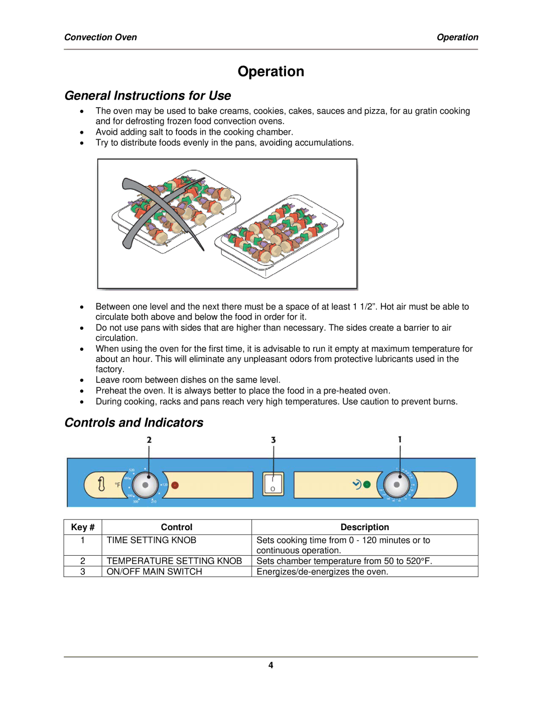 Bakers Pride Oven MT-200 service manual Operation, General Instructions for Use, Controls and Indicators 