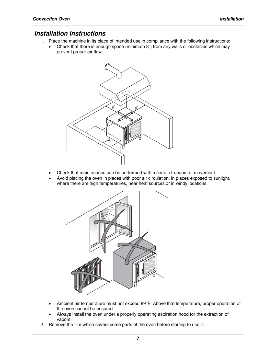 Bakers Pride Oven MT-200 service manual Installation Instructions 