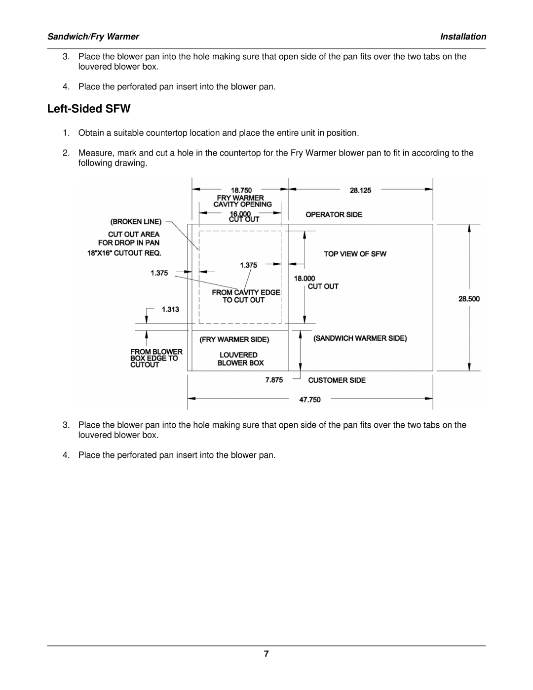 Bakers Pride Oven SFW-72 service manual Left-Sided SFW 