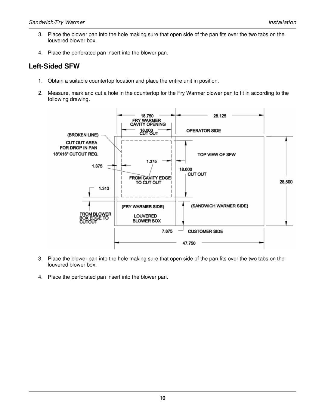 Bakers Pride Oven FW-15L operation manual Left-Sided SFW 