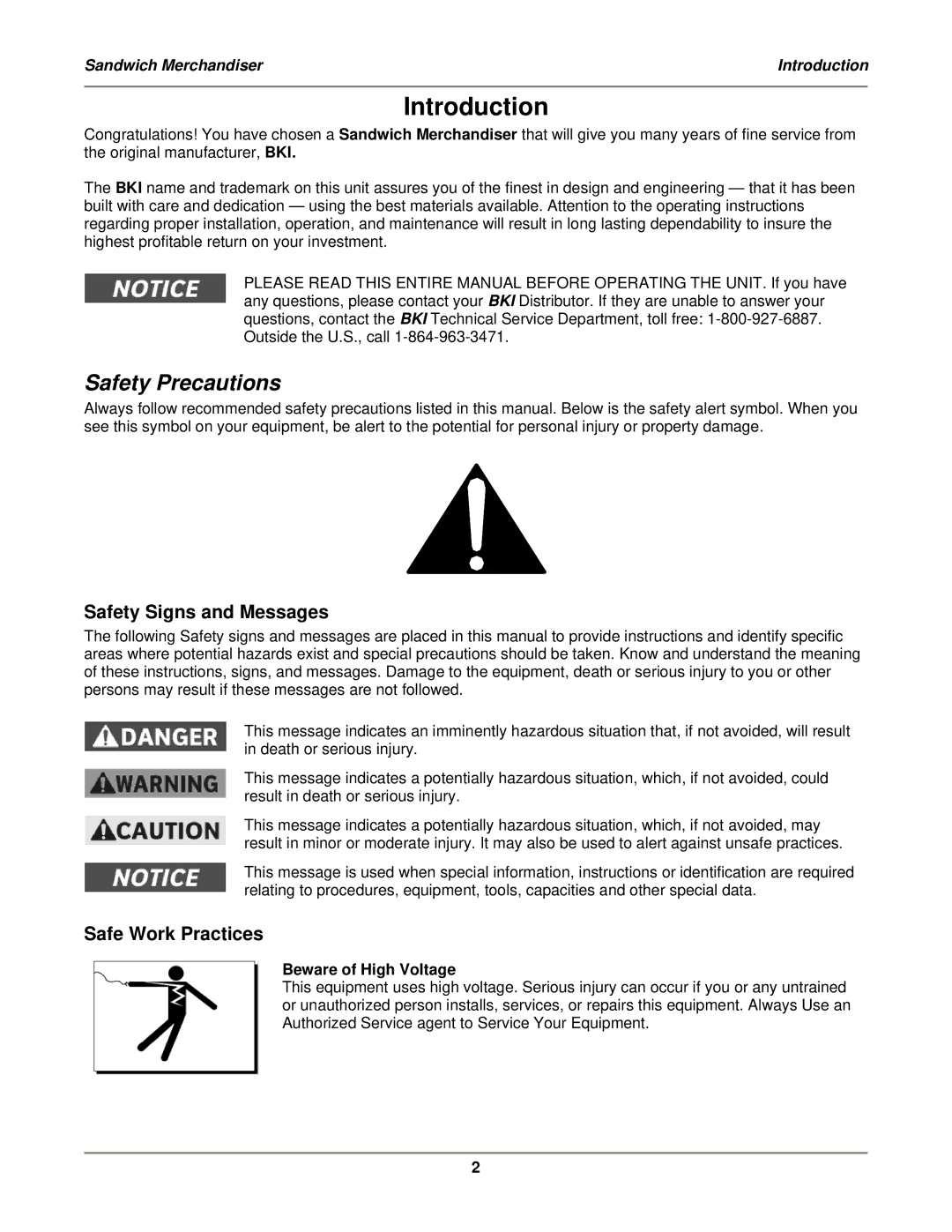 Bakers Pride Oven SM51, SM75, SM63, SM27 Introduction, Safety Precautions, Safety Signs and Messages, Safe Work Practices 