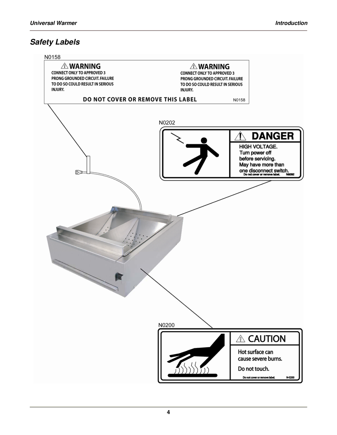 Bakers Pride Oven UW-17 installation manual Safety Labels 