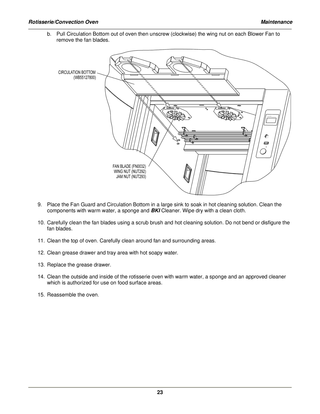 Bakers Pride Oven VGG-CO installation manual Rotisserie/Convection Oven Maintenance 