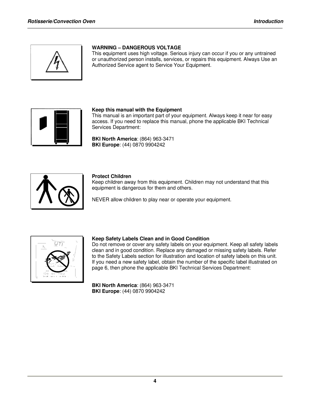 Bakers Pride Oven VGG-CO installation manual Keep this manual with the Equipment, Protect Children 