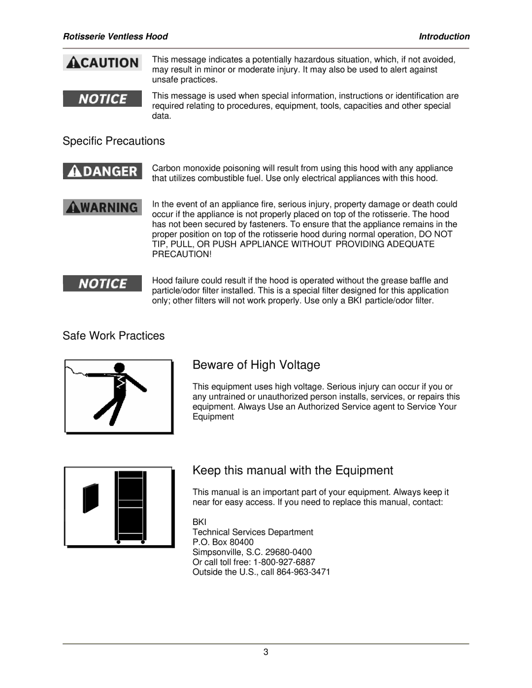 Bakers Pride Oven VGH-Series operation manual Specific Precautions, Safe Work Practices 