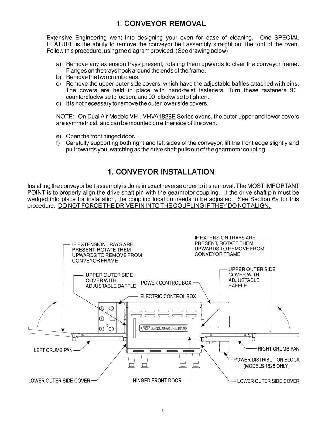 Bakers Pride Oven VH1620E, VHVA1620E, VH1828E, VHVA1828E manual 