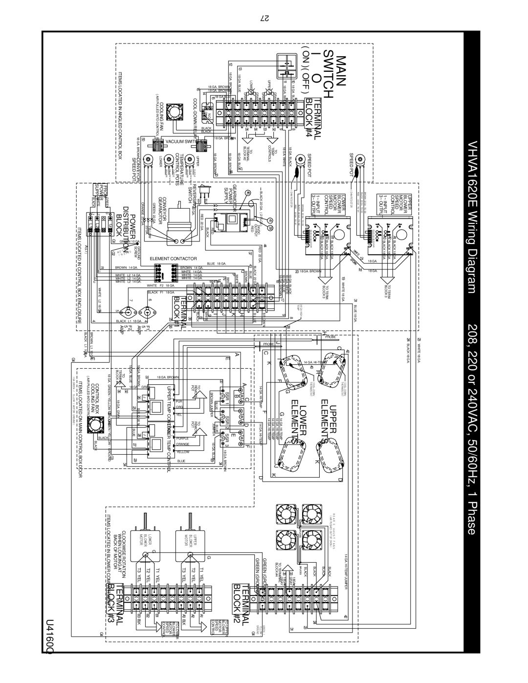 Bakers Pride Oven VH1620E, VHVA1620E, VH1828E, VHVA1828E manual VHVA1620E Wiring Diagram 