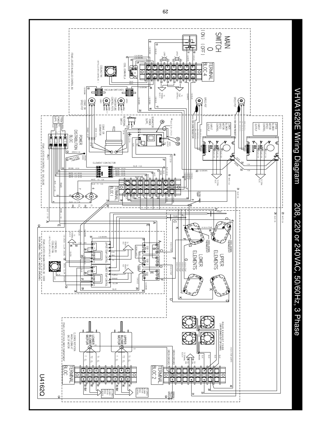 Bakers Pride Oven VH1620E, VHVA1620E, VH1828E, VHVA1828E manual U4162Q 