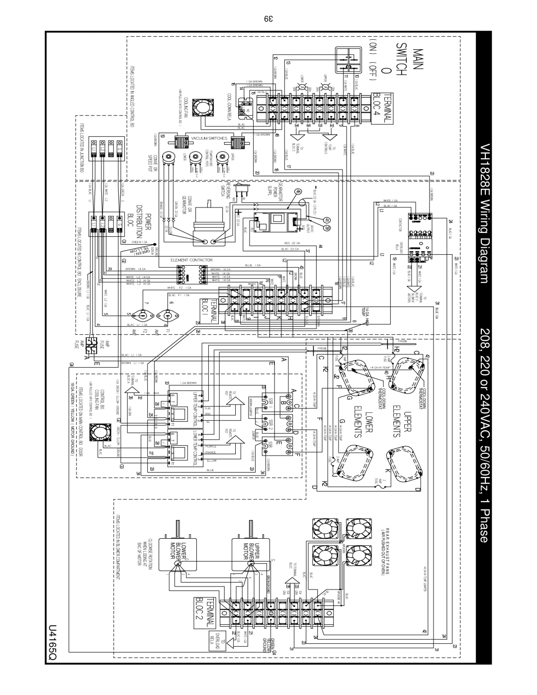 Bakers Pride Oven VH1620E, VHVA1620E, VH1828E, VHVA1828E manual VH1828E Wiring Diagram 