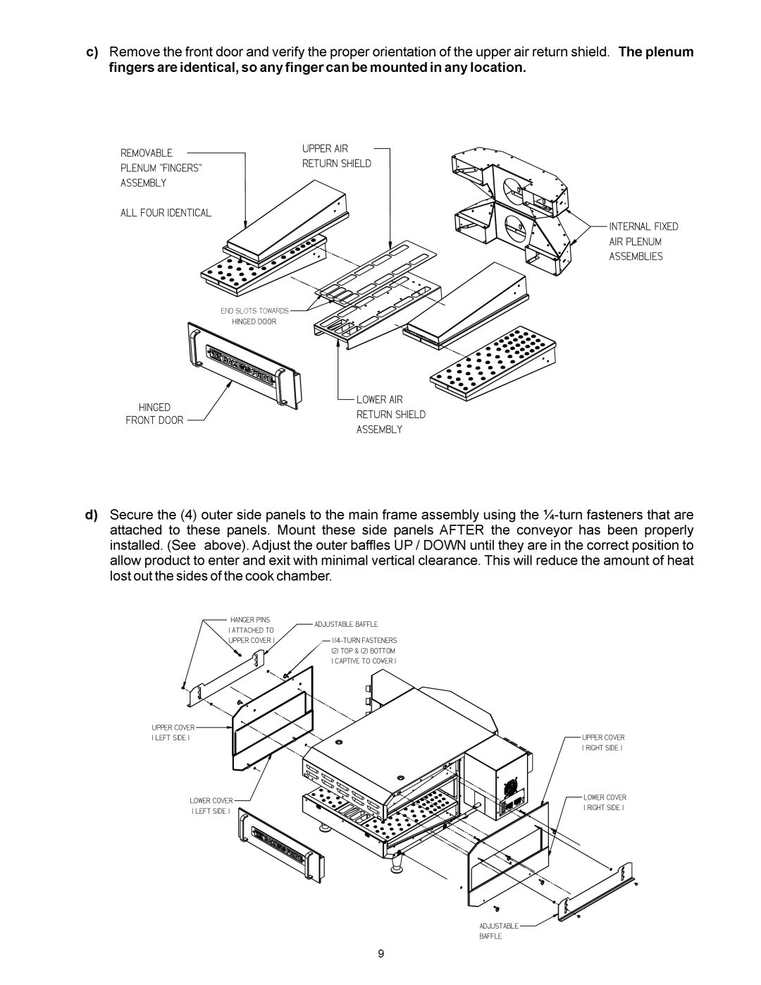 Bakers Pride Oven VH1620E, VHVA1620E, VH1828E, VHVA1828E manual Adjustable Baffle Turn Fasteners 