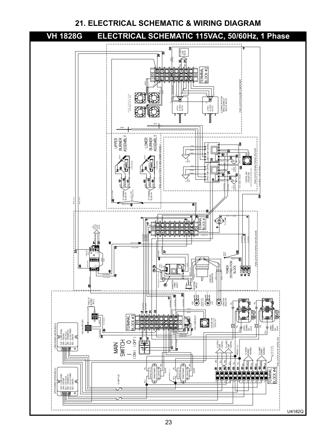 Bakers Pride Oven VH1828G Electrical Schematic & Wiring Diagram, VH 1828G Electrical Schematic 115VAC, 50/60Hz, 1 Phase 