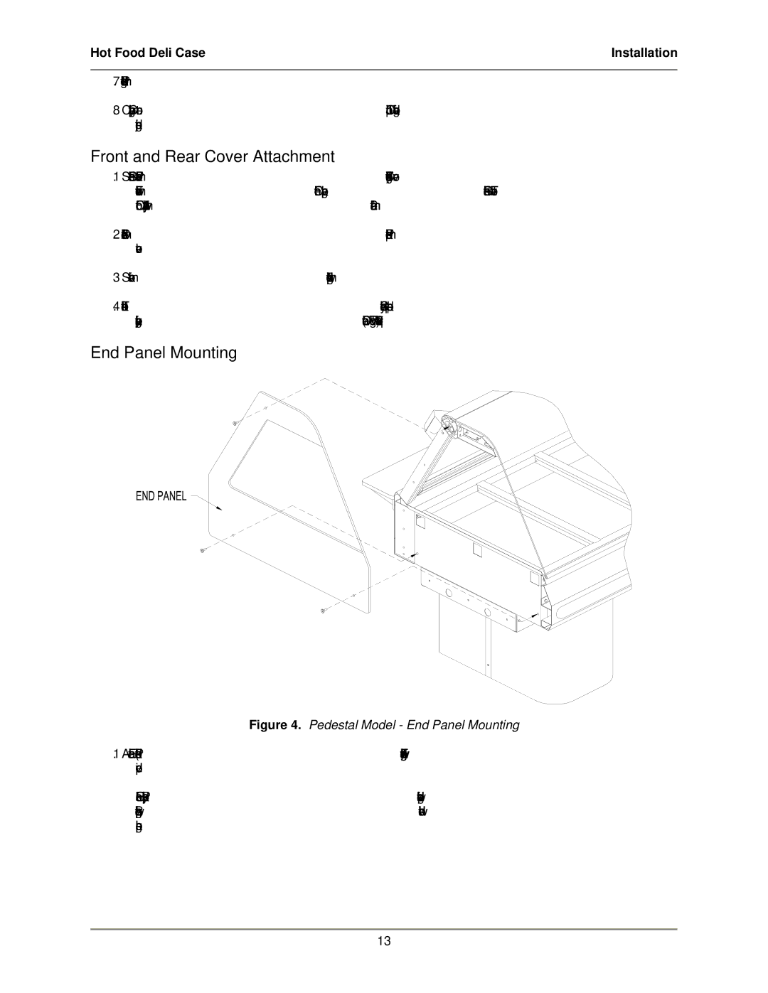 Bakers Pride Oven WDCG, SSWG, CSWG operation manual Front and Rear Cover Attachment, Pedestal Model End Panel Mounting 