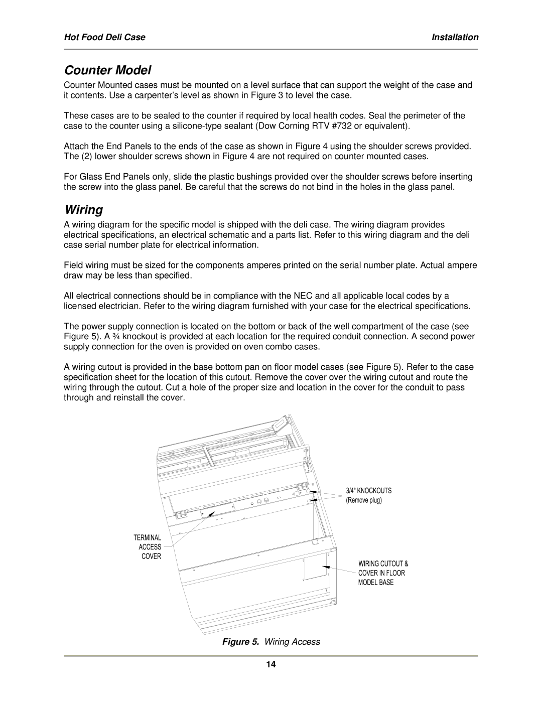 Bakers Pride Oven SSWG, WDCG, CSWG operation manual Counter Model, Wiring 