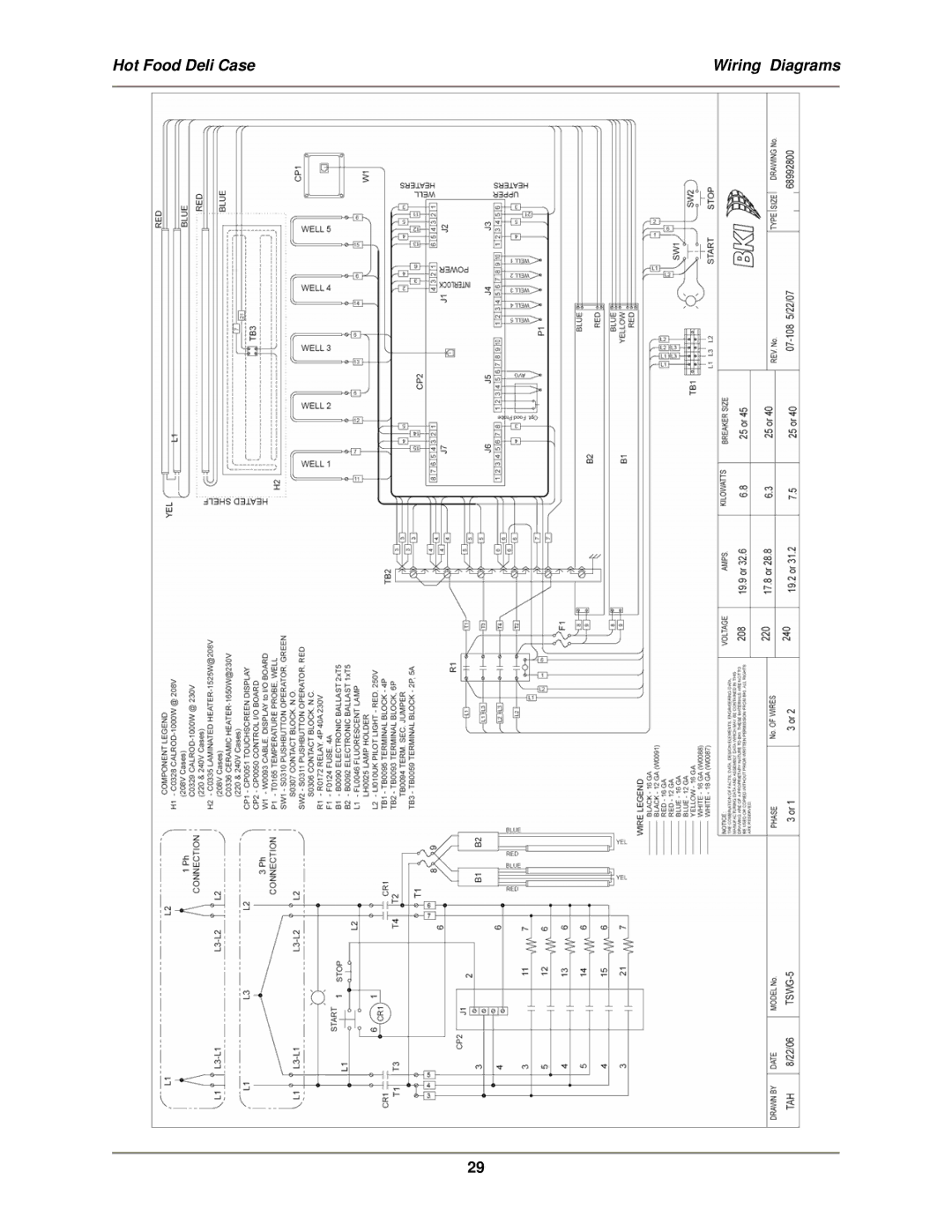 Bakers Pride Oven SSWG, WDCG, CSWG operation manual Hot Food Deli Case Wiring Diagrams 