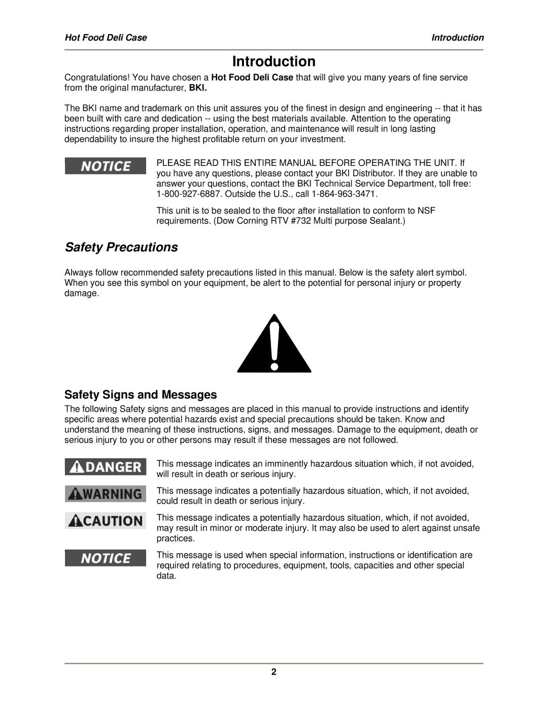 Bakers Pride Oven SSWG, WDCG, CSWG operation manual Introduction, Safety Precautions, Safety Signs and Messages 