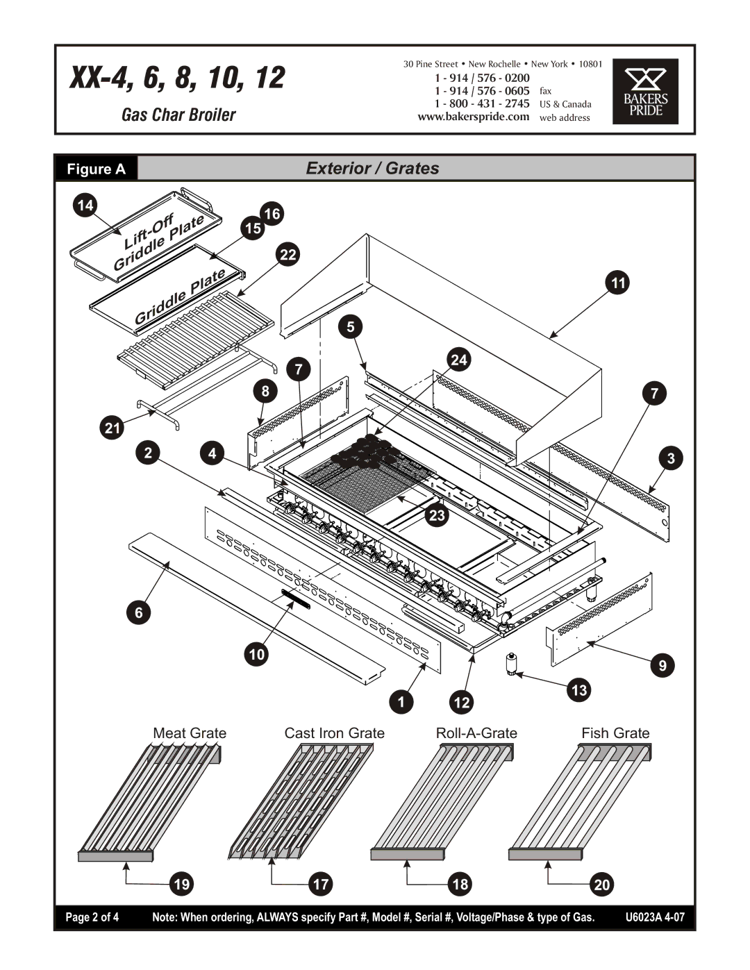 Bakers Pride Oven XX-10, XX-12, XX-4, XX-8, XX-6 manual Exterior / Grates 