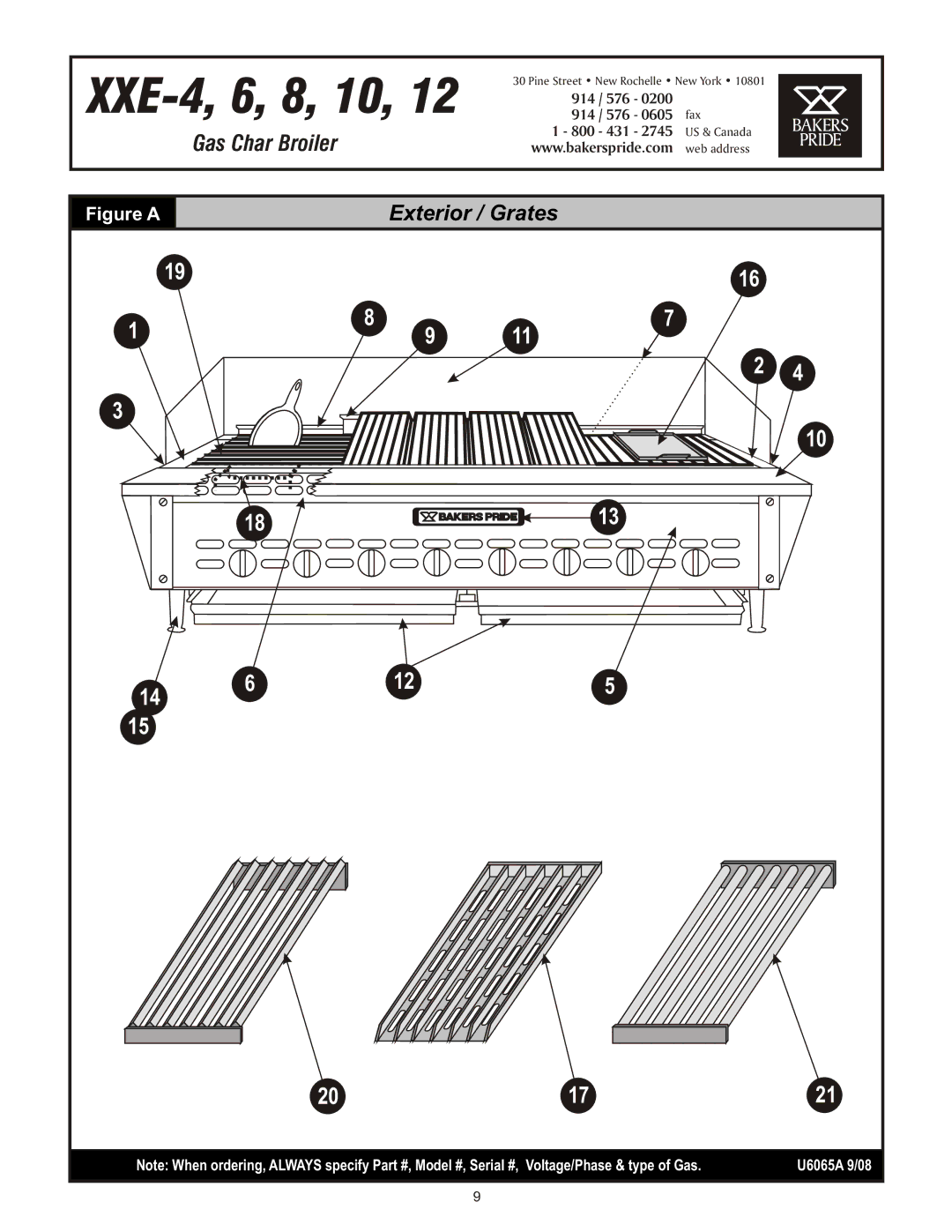 Bakers Pride Oven XXE manual Exterior / Grates 