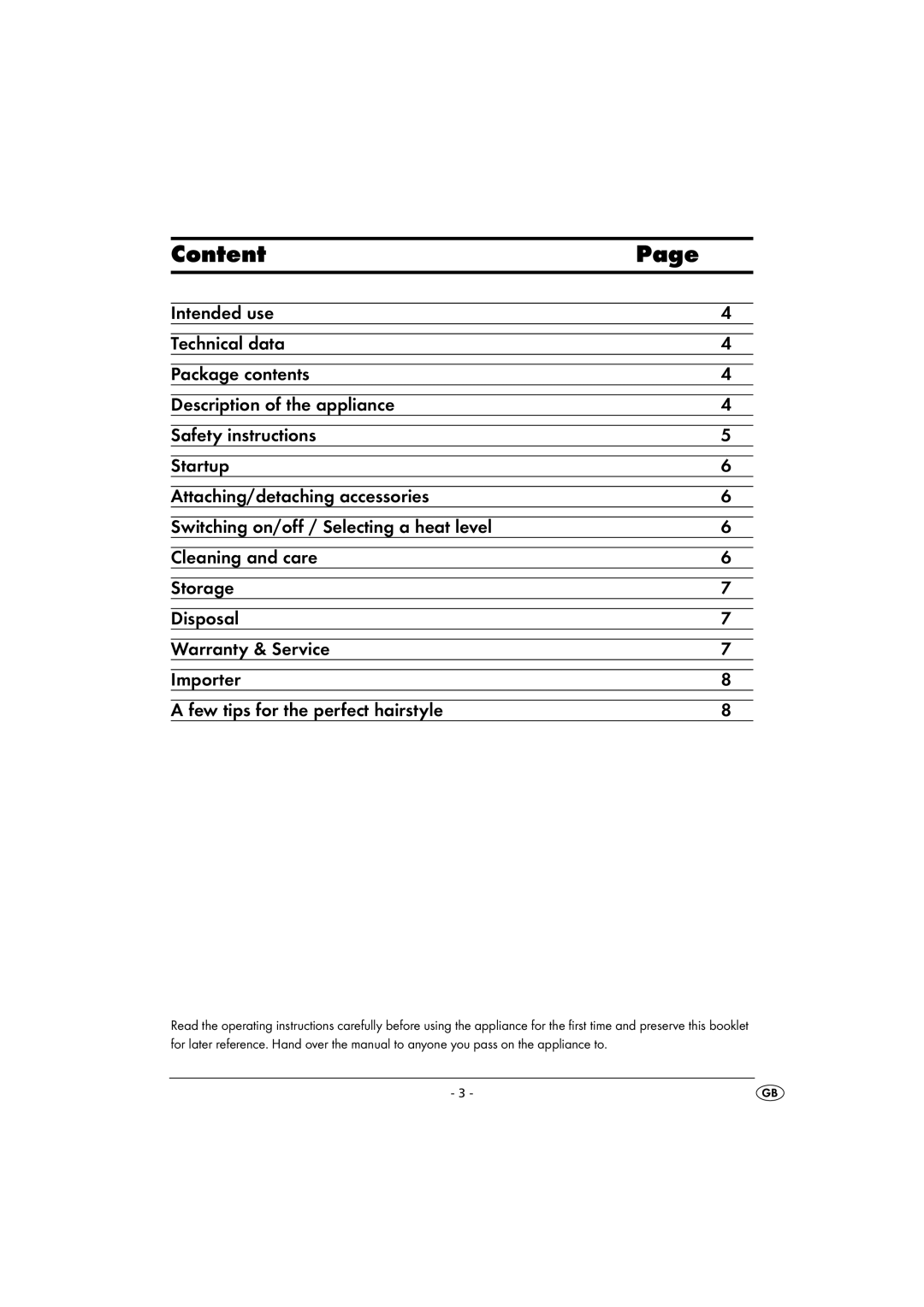 Balance KH 5520 manual Content 