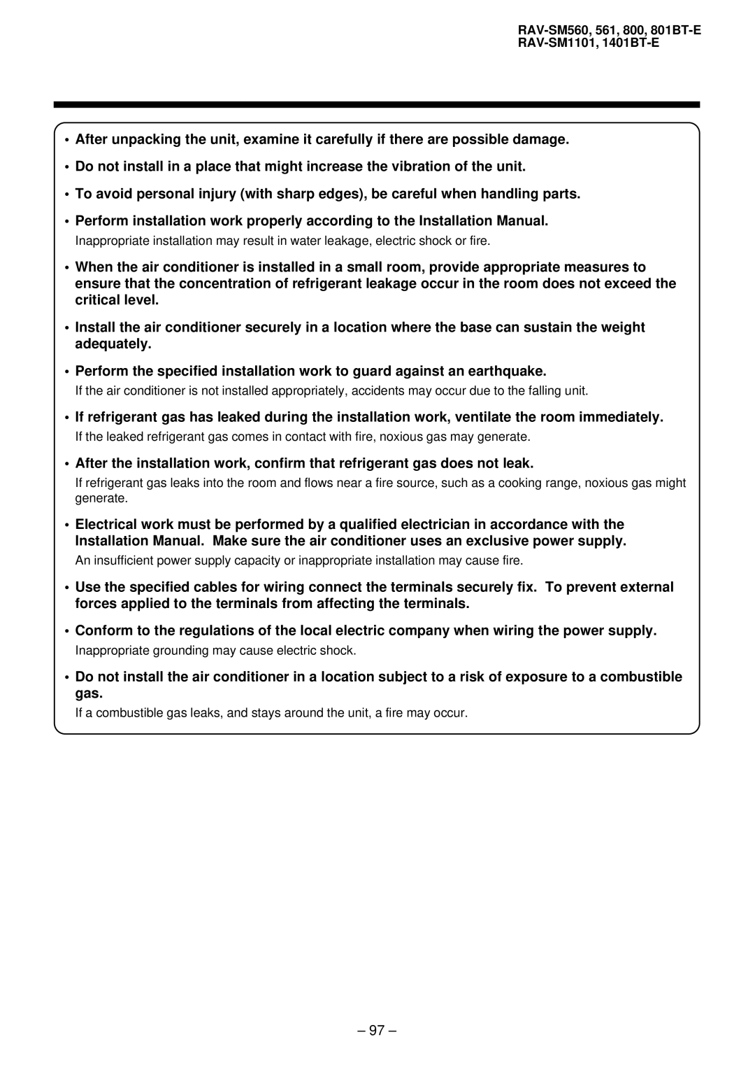 Balcar R410A service manual Inappropriate grounding may cause electric shock 