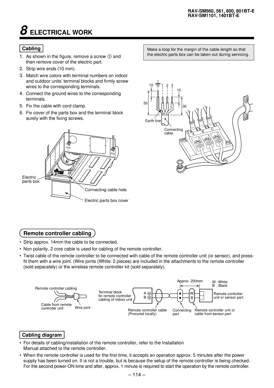 Balcar R410A service manual Remote controller cabling, Cabling diagram, 114 