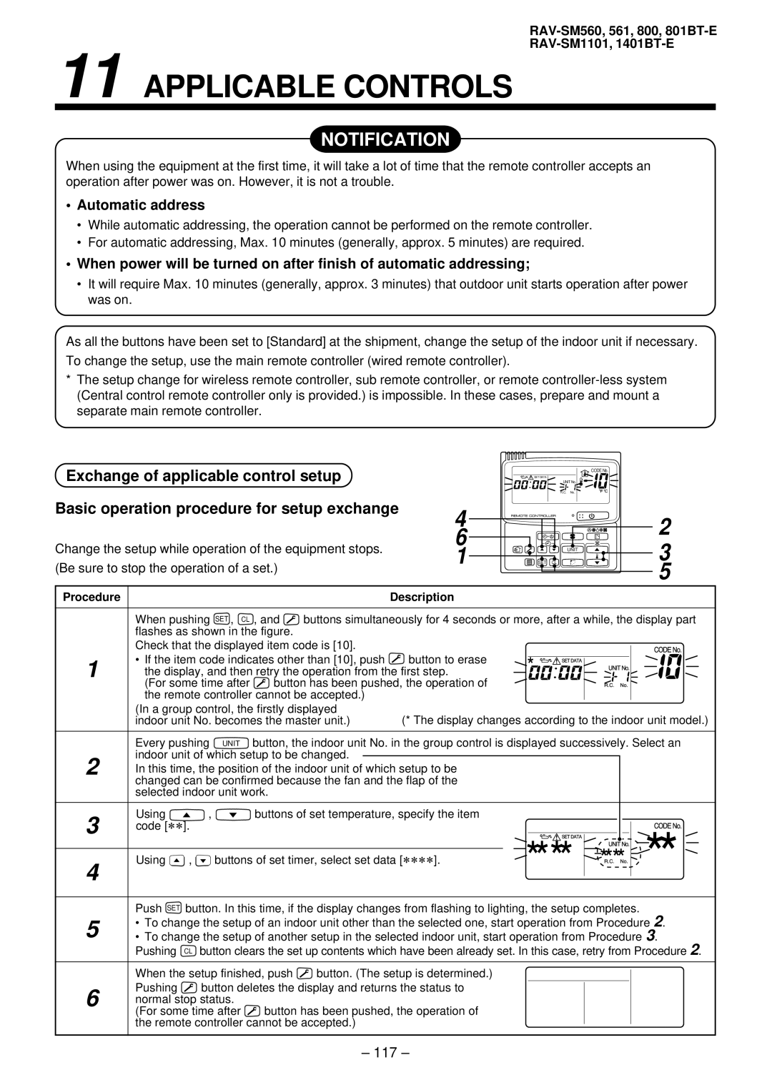 Balcar R410A service manual Applicable Controls, Automatic address, 117 