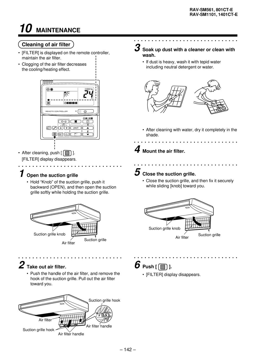 Balcar R410A service manual Cleaning of air filter 