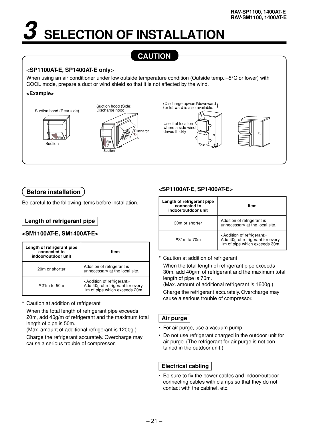 Balcar R410A service manual Selection of Installation, Before installation 