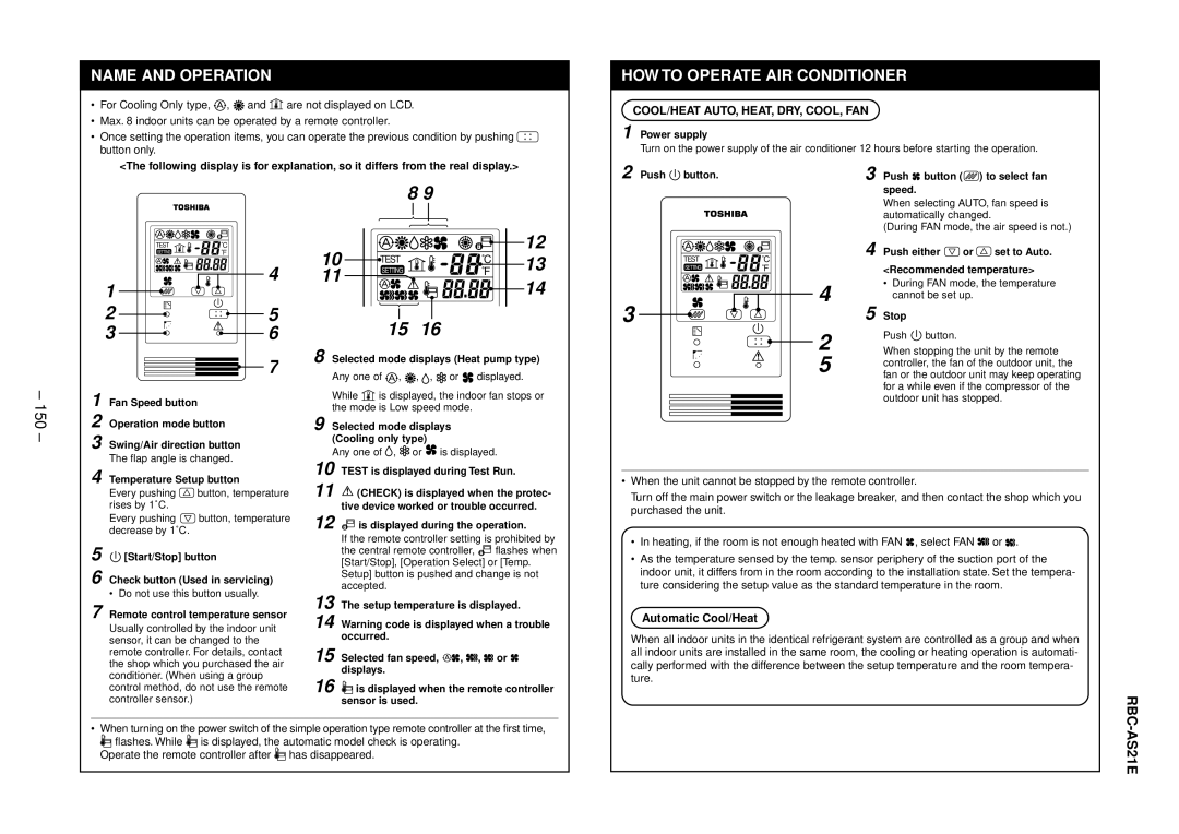 Balcar R410A service manual 150, AS21E, Automatic Cool/Heat 