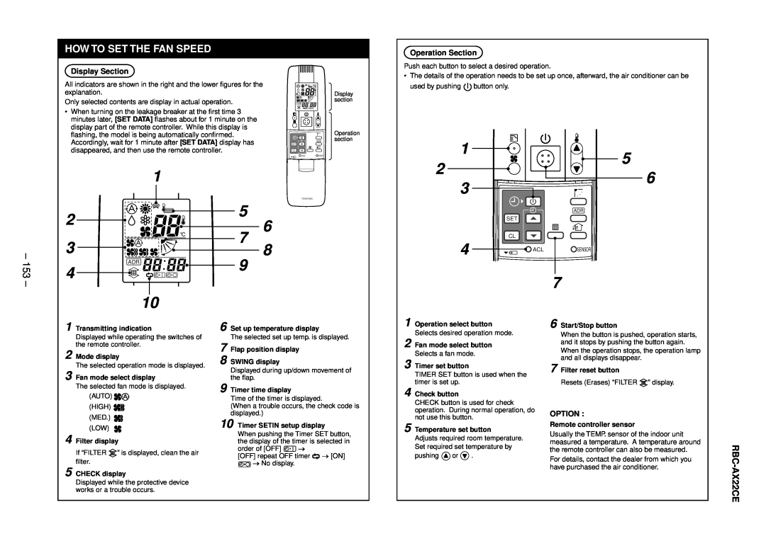 Balcar R410A service manual How To Set The Fan Speed, 153 