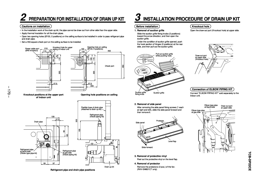Balcar R410A service manual Installation Procedure Of Drain Up Kit, Preparation For Installation Of Drain Up Kit, 170 