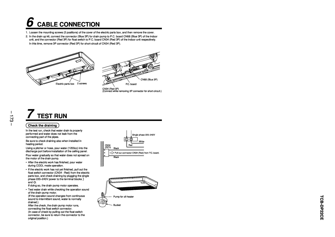 Balcar R410A service manual Cable Connection, Test Run, 173 