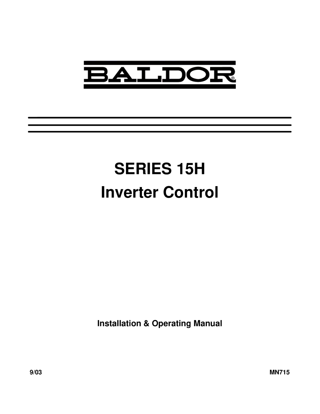 Baldor Inverter Control manual Series 15H 