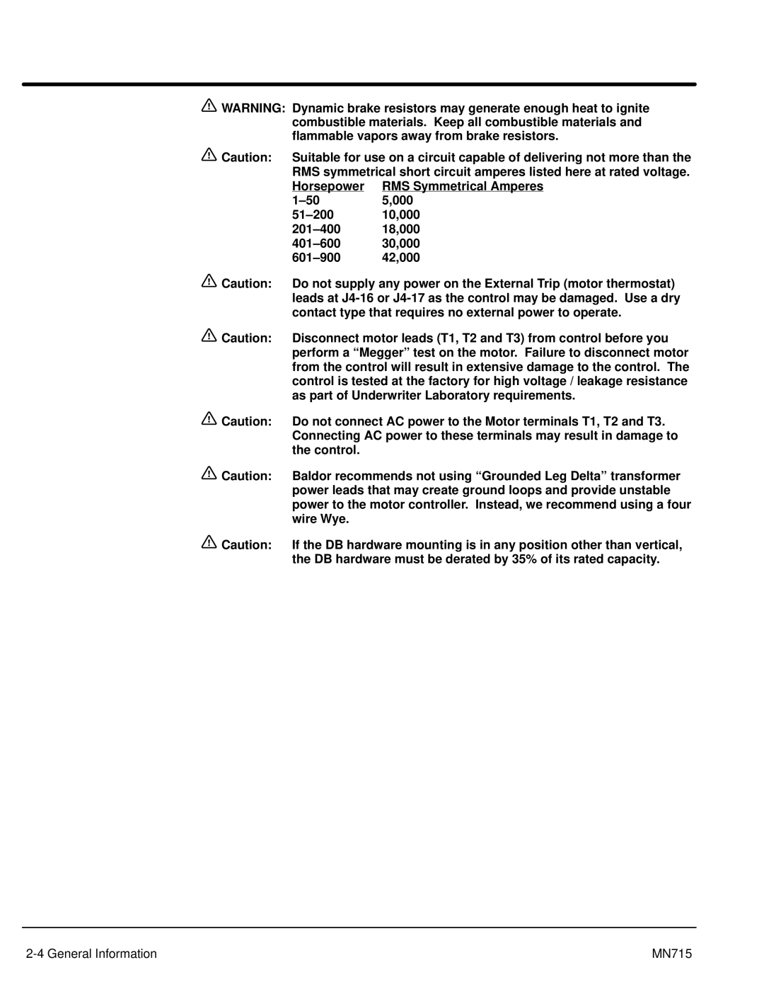 Baldor Inverter Control, 15H manual General Information MN715 