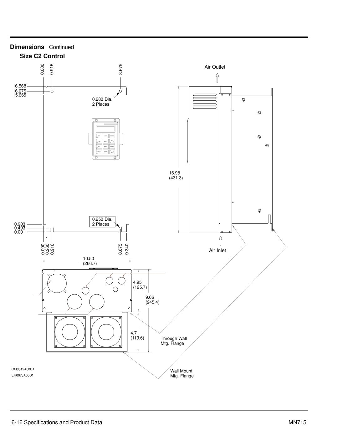 Baldor Inverter Control, 15H manual Dimensions Size C2 Control 