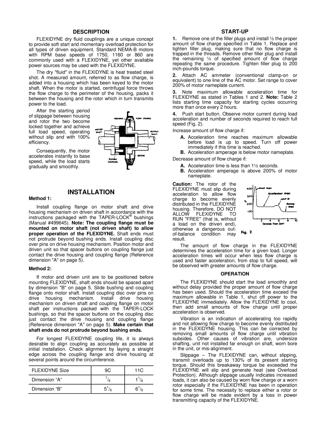 Baldor 11C, 9C instruction manual Installation, Method, Operation 