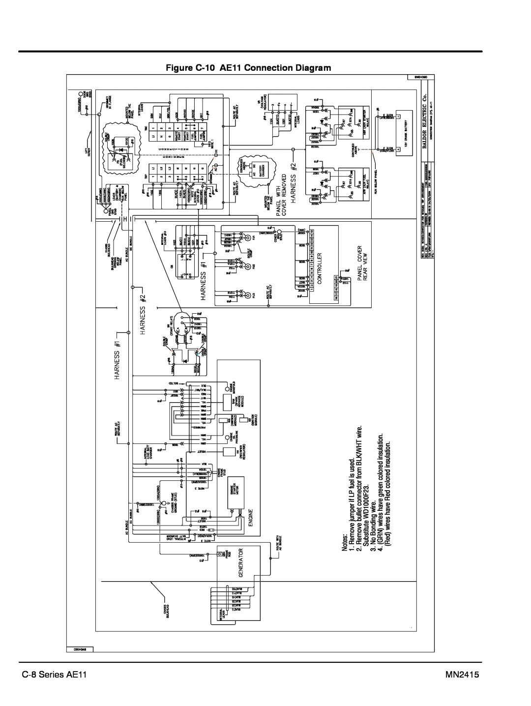 Baldor AE10, AE25, AE8 manual C-8 Series AE11 MN2415, Figure C-10 AE11 Connection Diagram 