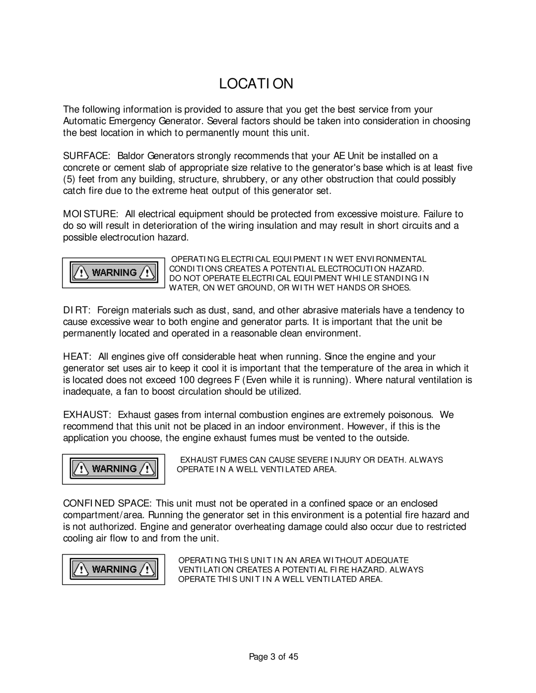 Baldor AE12, Automatic Emergency Pow'r Products manual Location 