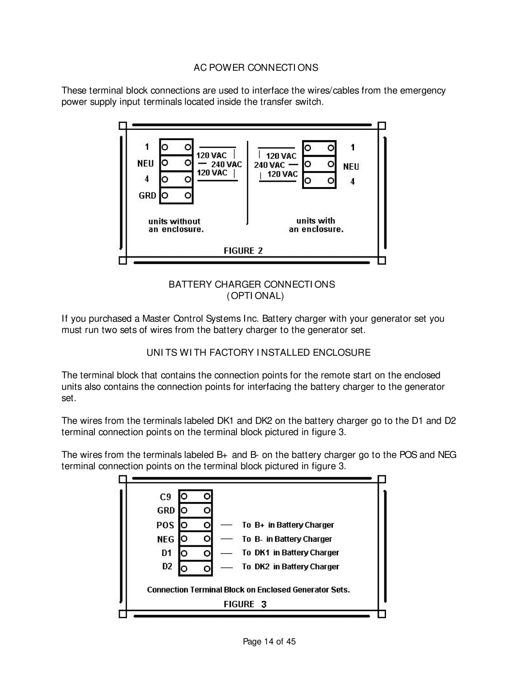 Baldor Automatic Emergency Pow'r Products, AE12 manual AC Power Connections, Units with Factory Installed Enclosure 