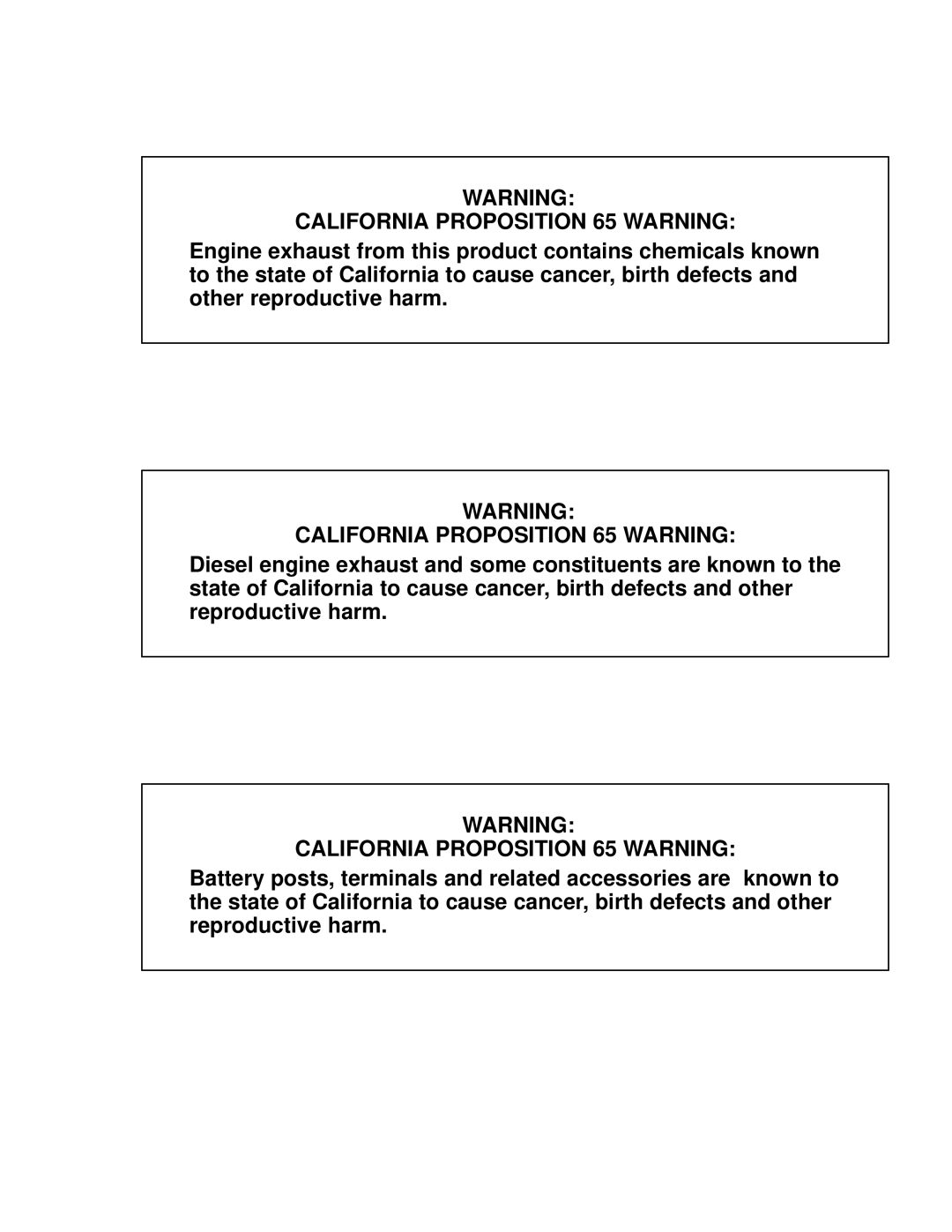 Baldor AE12, Automatic Emergency Pow'r Products manual California Proposition 65 Warning 