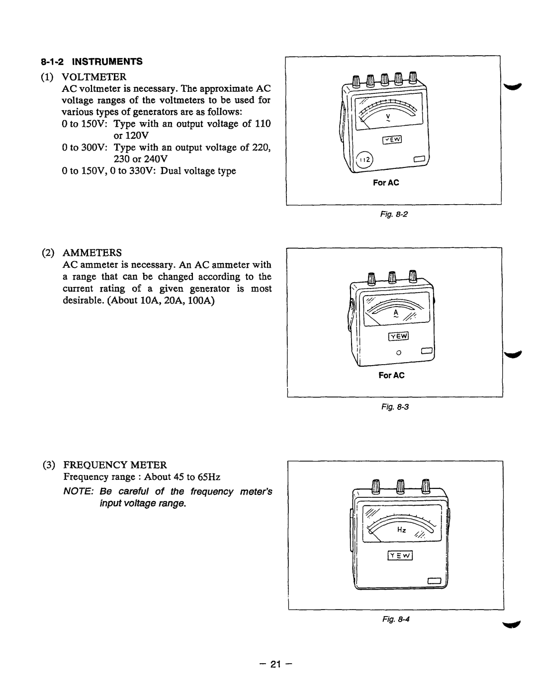 Baldor BALDOR GENERATOR, PC13R manual NOTE Be careful of thefrequencymeter’s input voltage range 