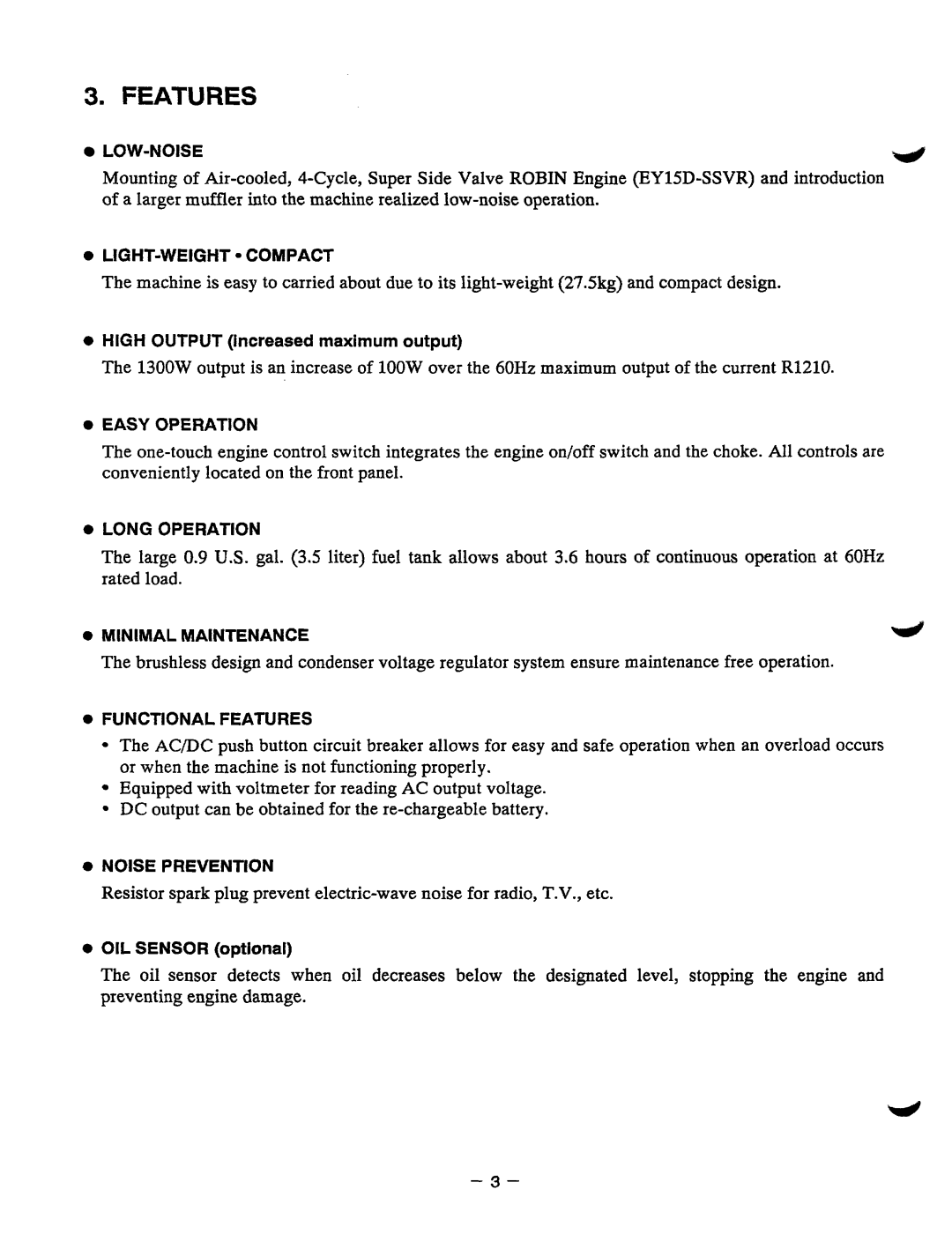 Baldor BALDOR GENERATOR, PC13R manual Features 