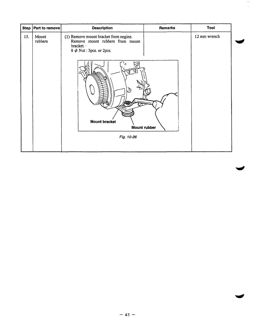 Baldor BALDOR GENERATOR, PC13R manual Mount Remove mount bracketfrom engine 