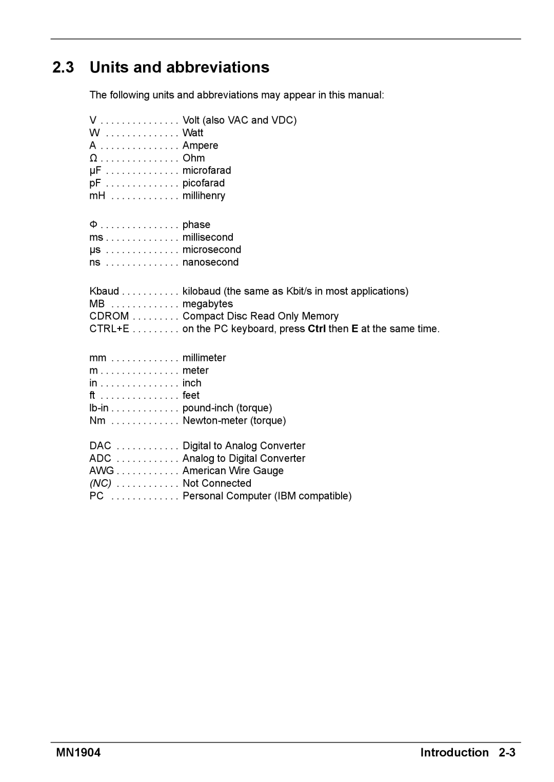 Baldor BXII installation manual Units and abbreviations, Phase 