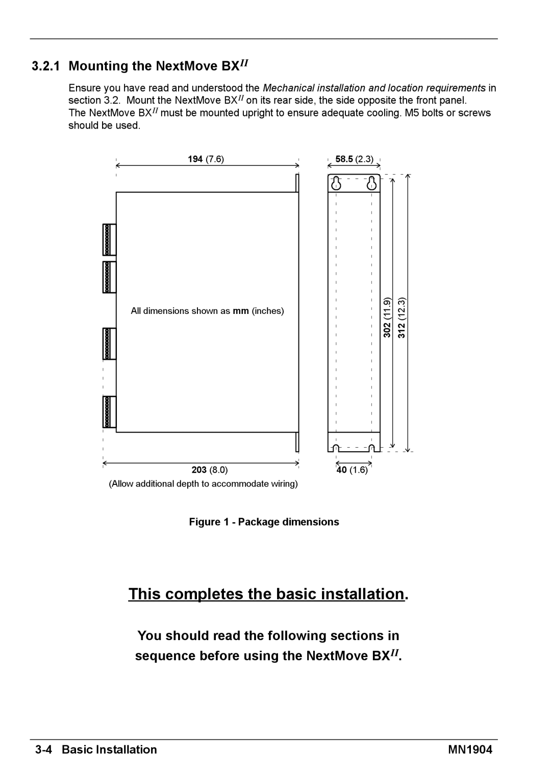 Baldor BXII installation manual This completes the basic installation, Mounting the NextMove Bxii 