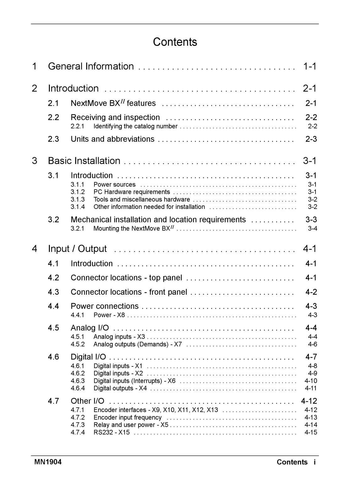 Baldor BXII installation manual Contents 