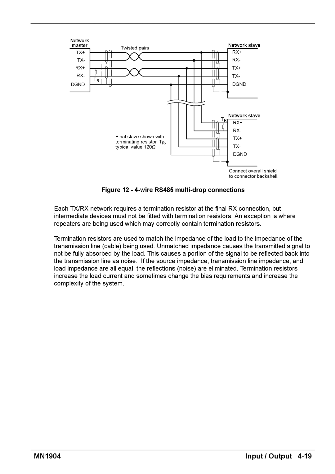 Baldor BXII installation manual Wire RS485 multi-drop connections 