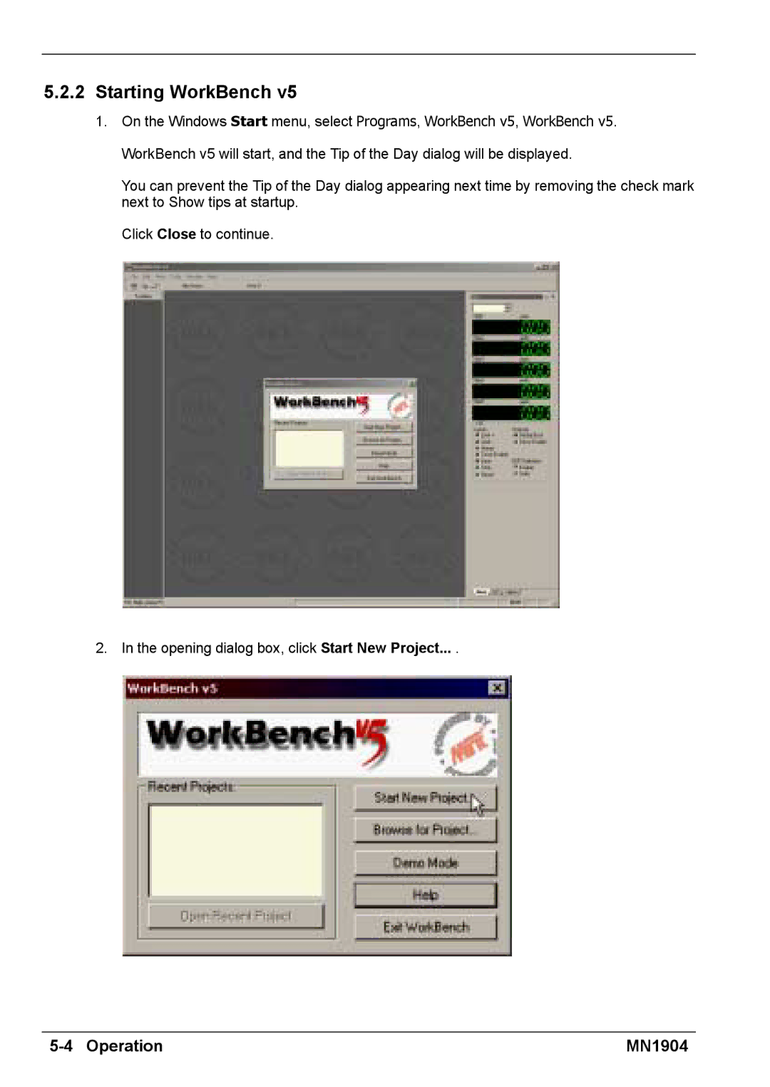 Baldor BXII installation manual Starting WorkBench 