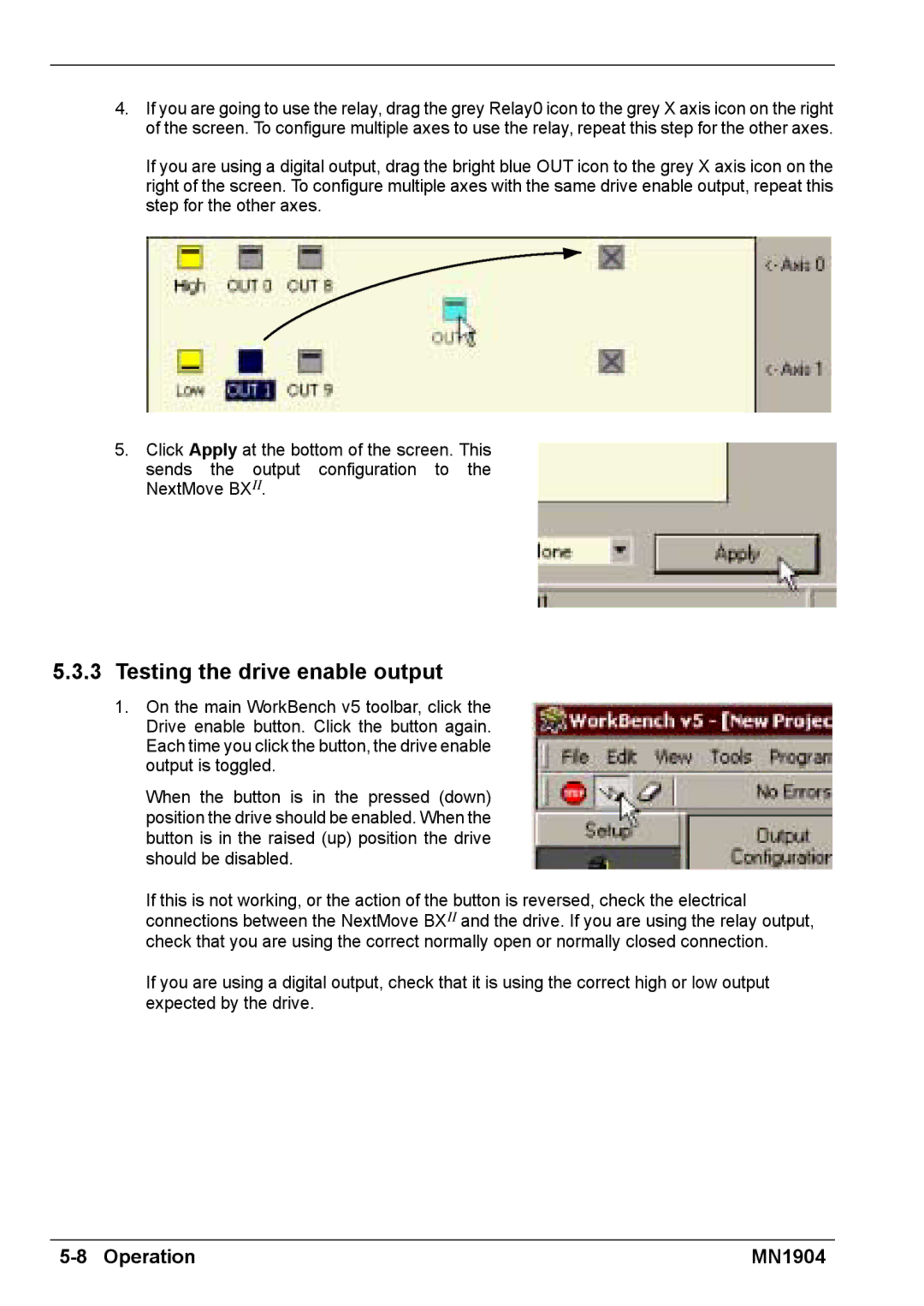 Baldor BXII installation manual Testing the drive enable output 