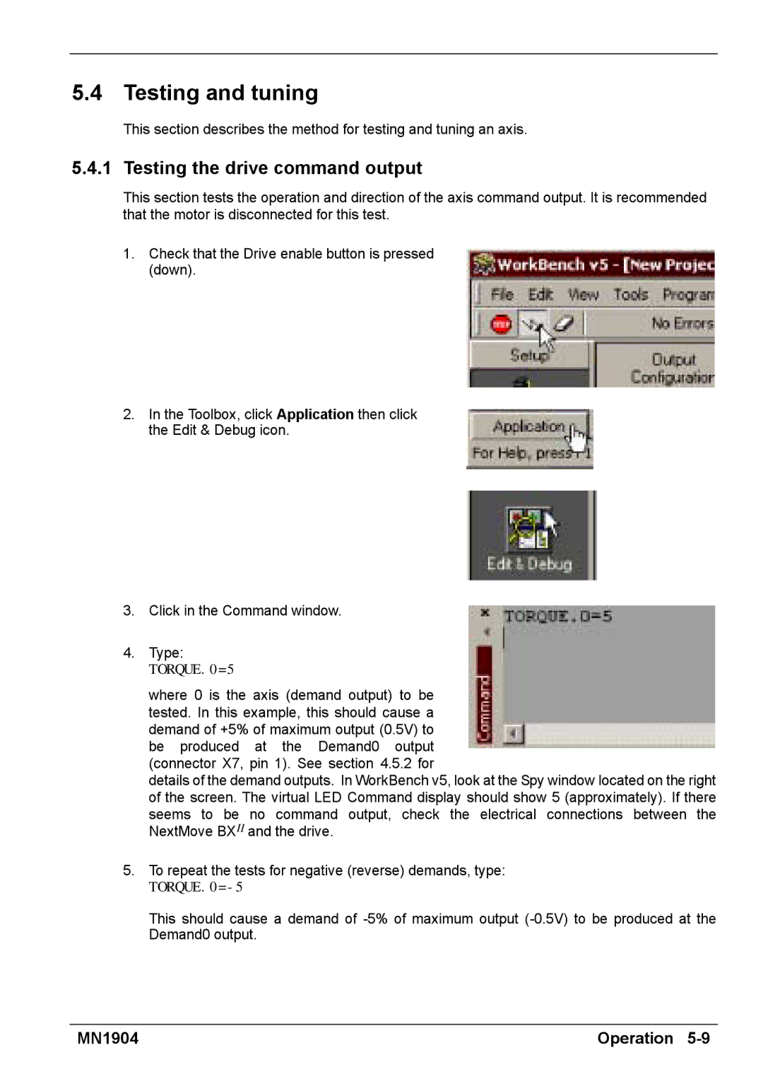 Baldor BXII installation manual Testing and tuning, Testing the drive command output 